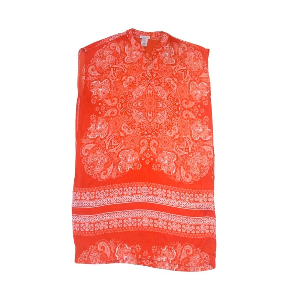 2/$30 Orange Paisley Kaftan Dress Small Short Rubber Ducky Boho Festival